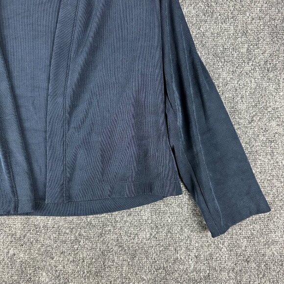 Chicos Cardigan Womens Small Navy Blue Stretch Knit Open Crop Short - Picture 2 of 7